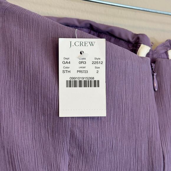 J.Crew Taryn Mini Dress 2 Purple Silk Strapless Chiffon Bridesmaid Cocktail NWT - Picture 8 of 10